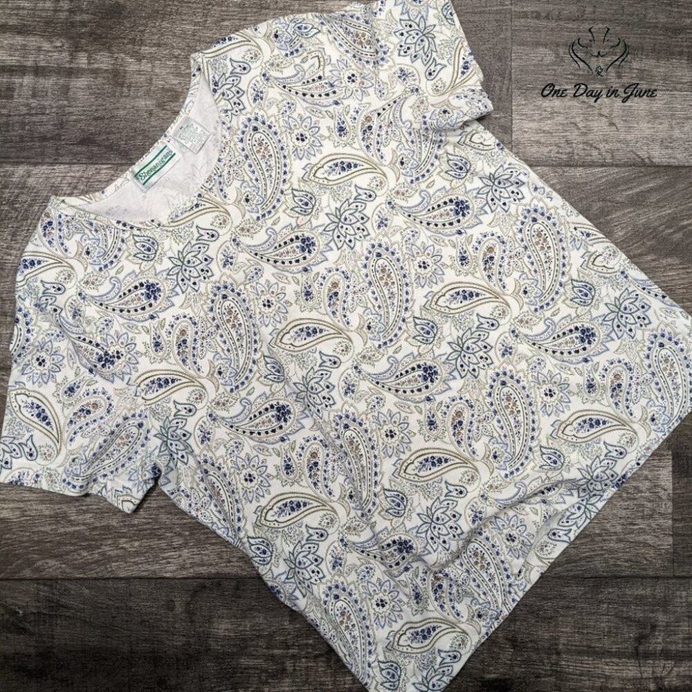 Shenanigans Paisley Short Sleeve T Shirt Size M